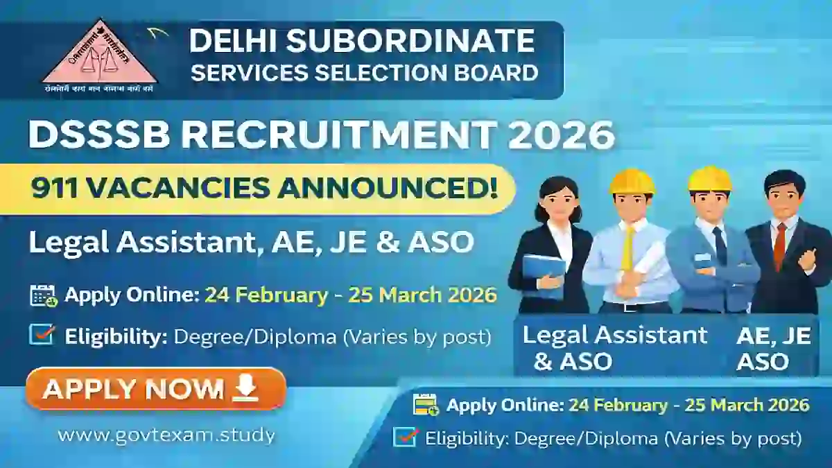 DSSSB Recruitment 2026 Apply Online for 911 Posts Official Notification