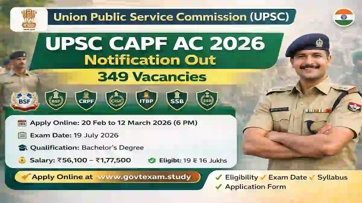 UPSC CAPF AC 2026 Notification | 349 Posts Official Notification