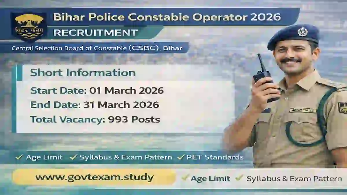 Bihar Police Constable Operator 2026 – 993 Posts Official Notification