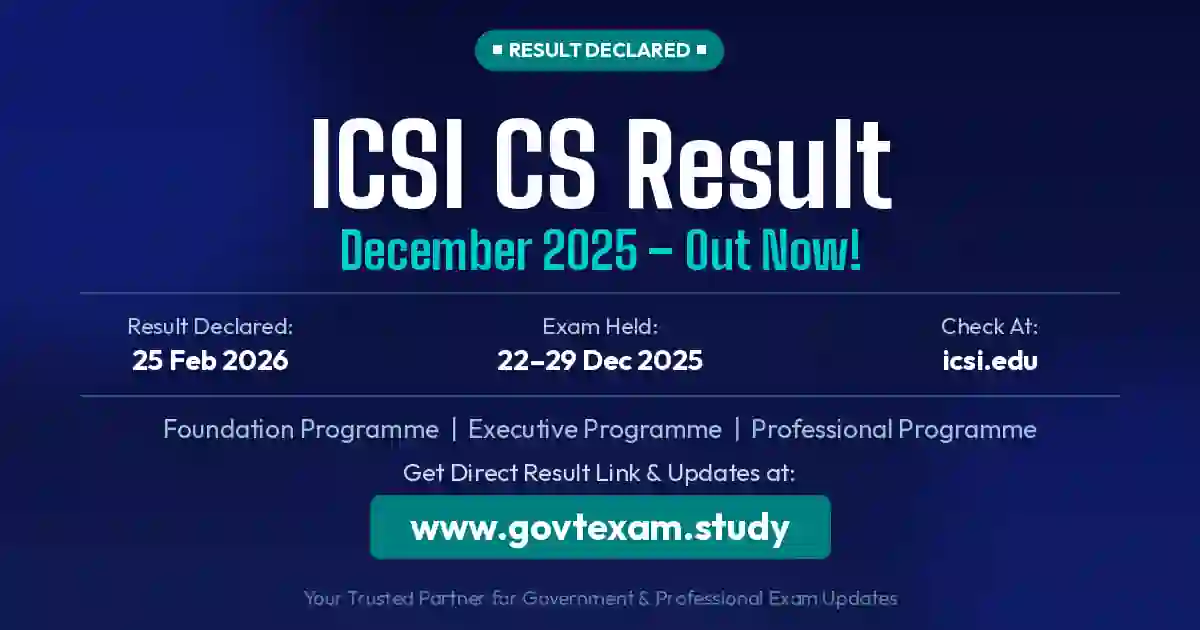ICSI CS Dec 2025 Result Out Today 25 Feb at 2 PM Official Notification