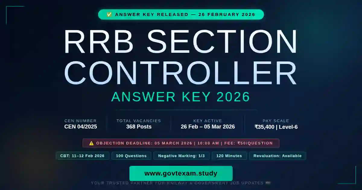 RRB Section Controller Answer Key 2026 Released Official Notification