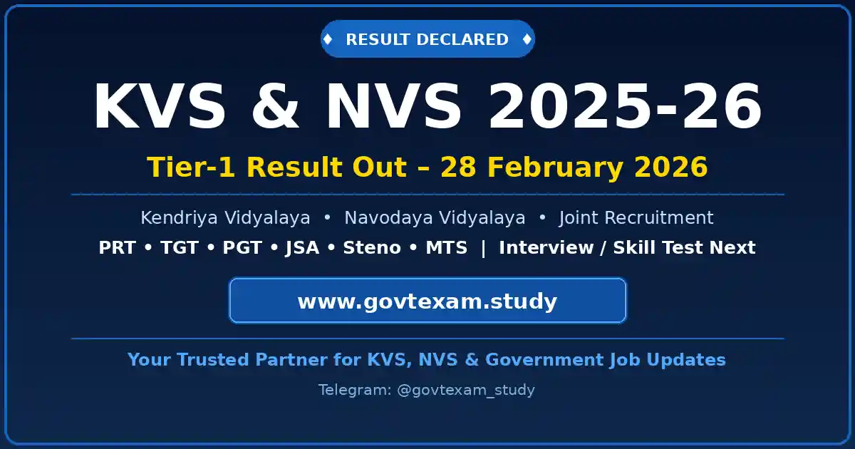 KVS PGT result 2026 latest update