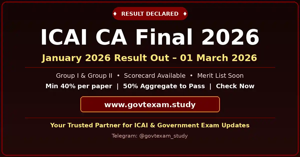 CA Final Result Jan 2026 Pass Percentage Official Notification