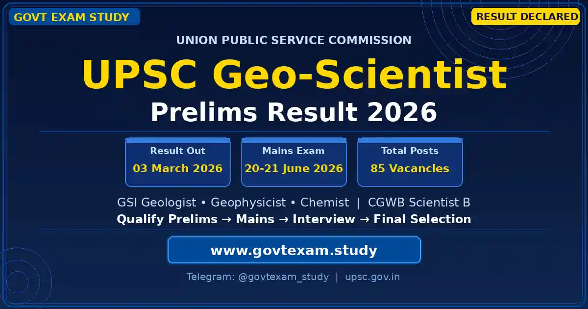 UPSC Combined Geo Scientist Result 2026 prelims merit list PDF