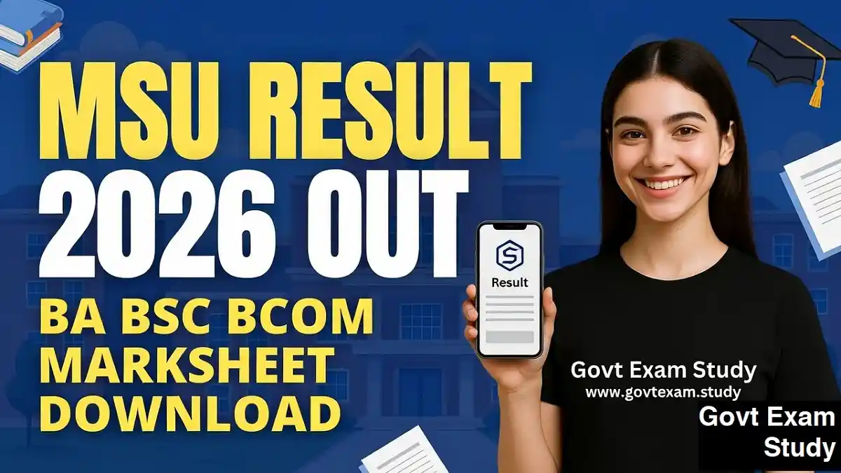 MSU Result 2026 semester exam marksheet download msuniversity.ac.in