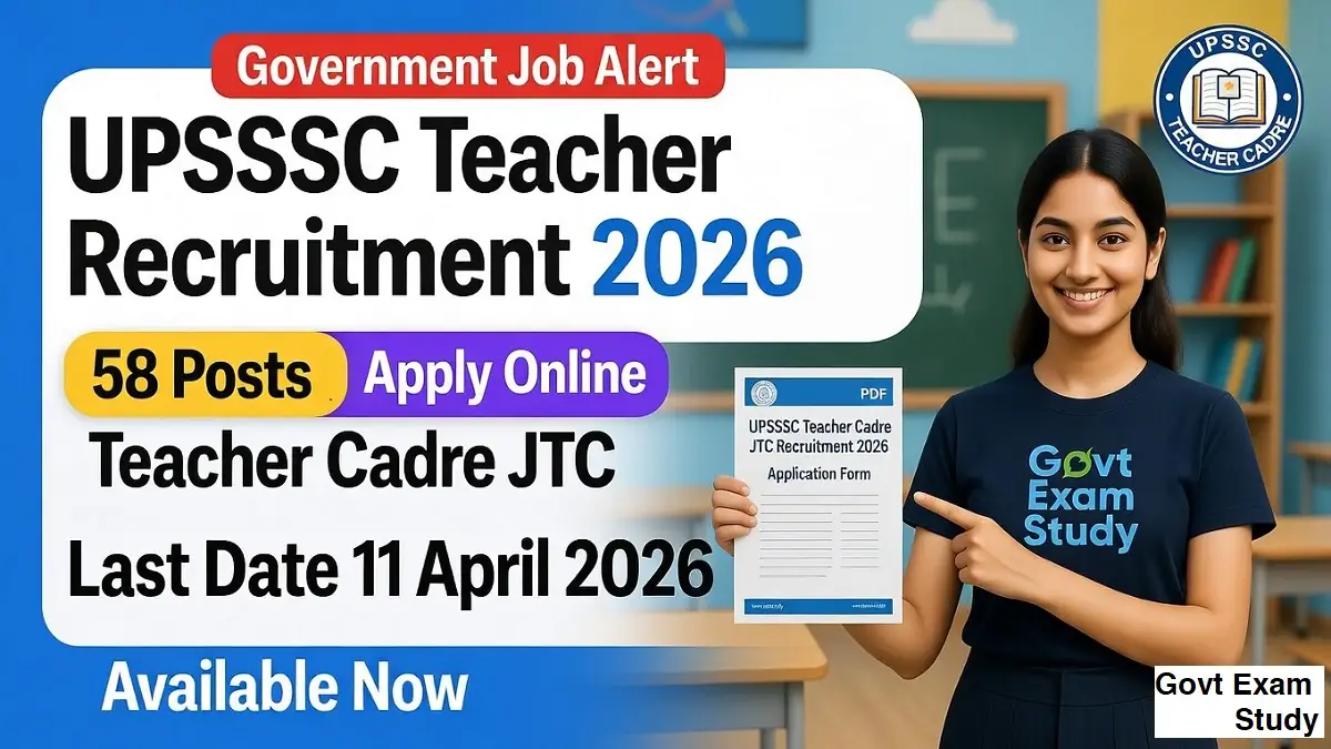 UPSSSC Teacher Cadre JTC Recruitment 2026 for 58 Divyangjan teacher posts