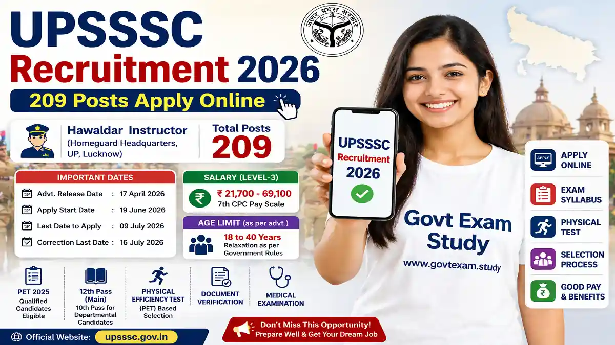 UPSSSC Hawaldar Instructor Recruitment 2026 Apply Online for 209 Posts