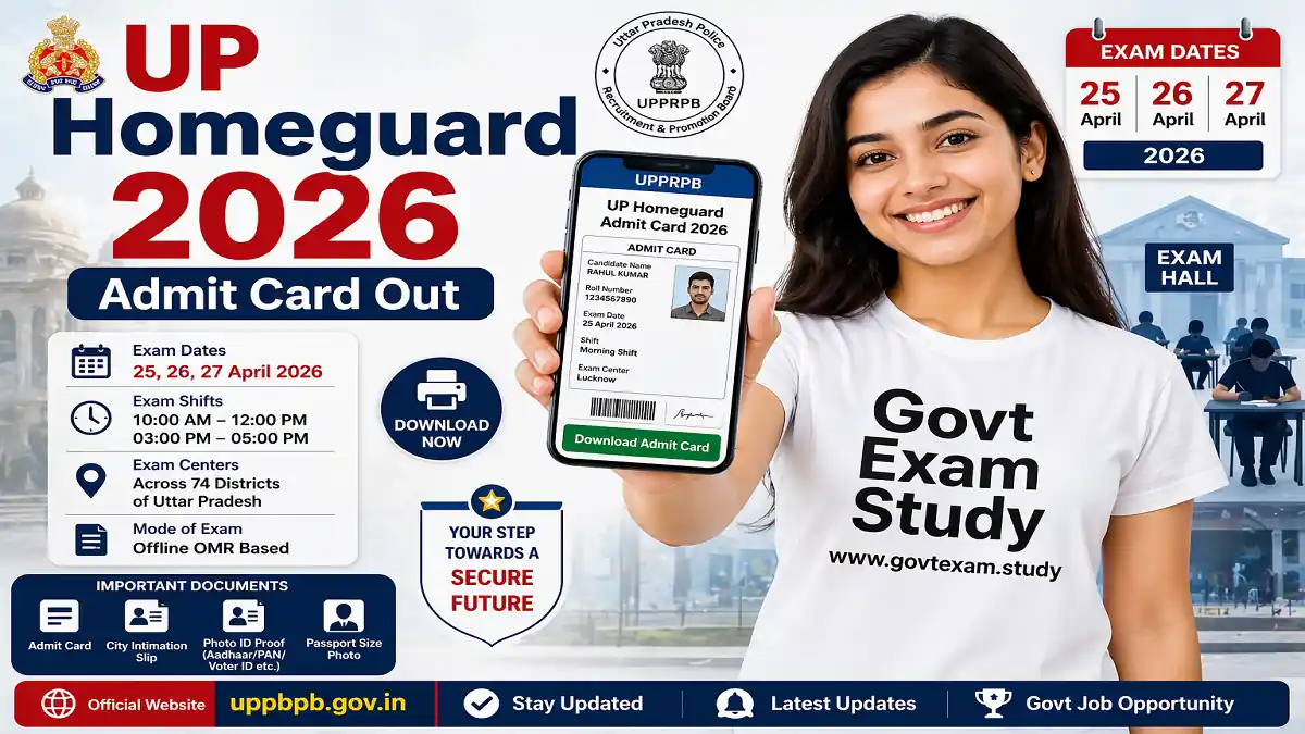 UP Homeguard Admit Card 2026 Download uppbpb gov in Exam Date City Slip