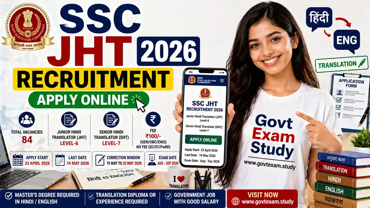 SSC JHT Recruitment 2026 apply online translator vacancy
