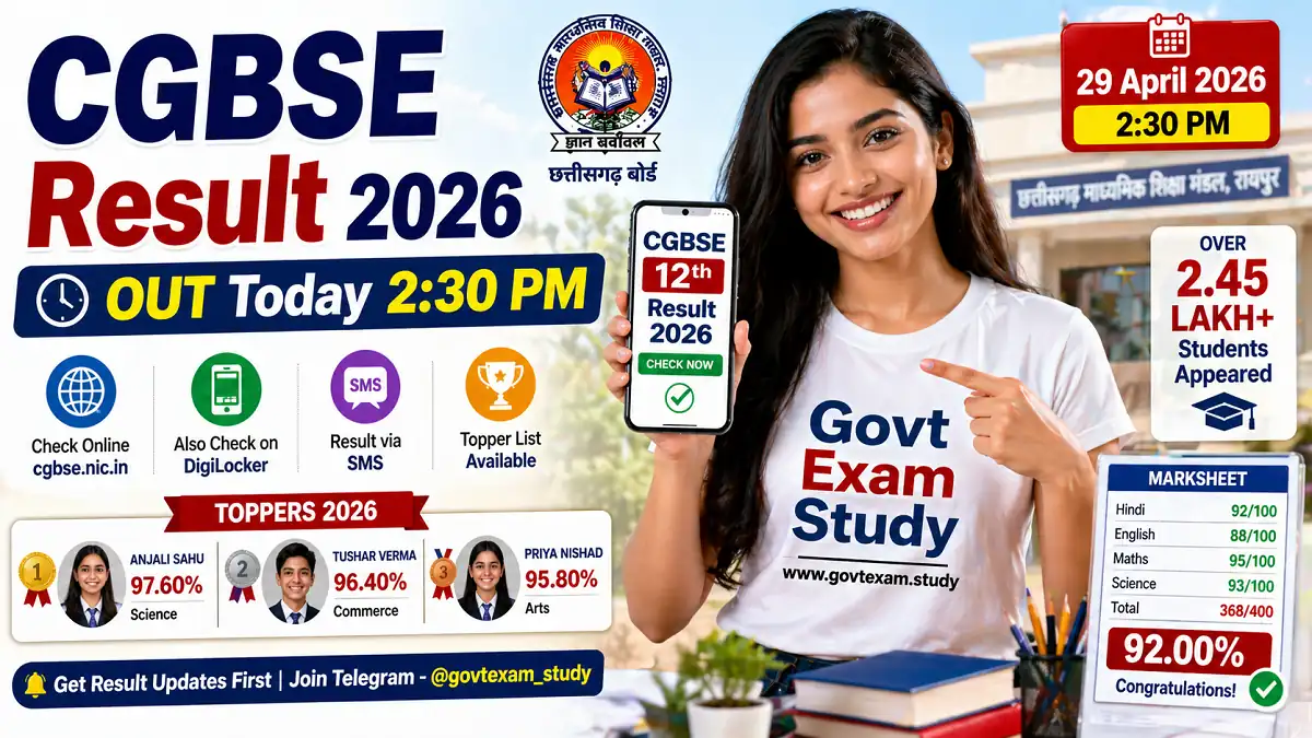 CGBSE 12th Result 2026 out today 2:30 PM cg board result class 12