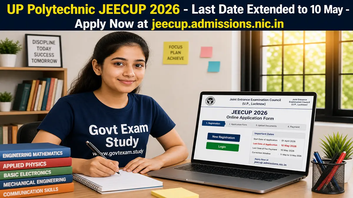 UP Polytechnic JEECUP 2026 Apply Online Last Date Extended to 10 May at jeecup.admissions.nic.in