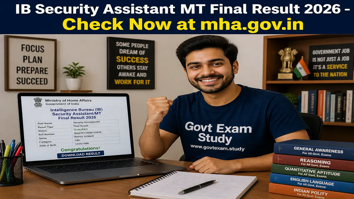 IB Security Assistant MT Final Result 2026 Declared Check Intelligence Bureau SA Motor Transport Result at mha.gov.in