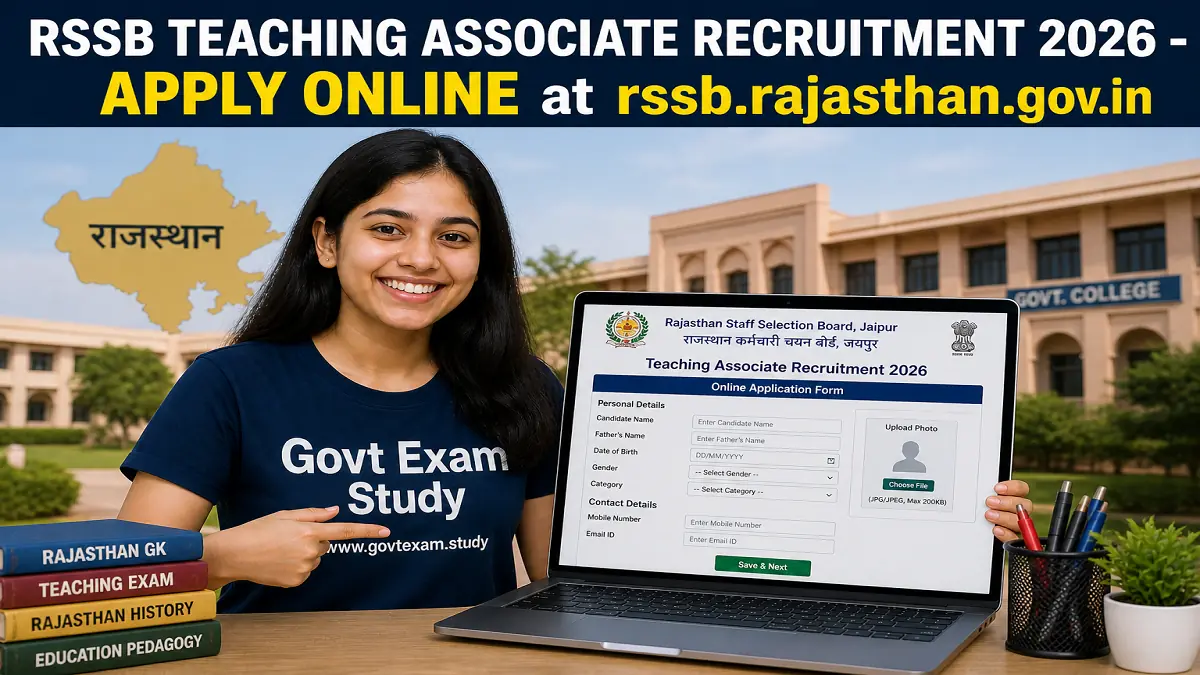 RSSB Teaching Associate Recruitment 2026 Apply Online at rssb.rajasthan.gov.in