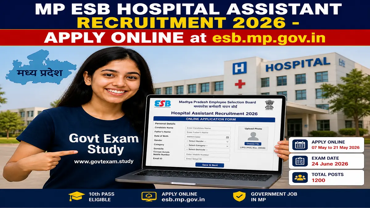 MP ESB Hospital Assistant Recruitment 2026 Apply Online at esb.mp.gov.in