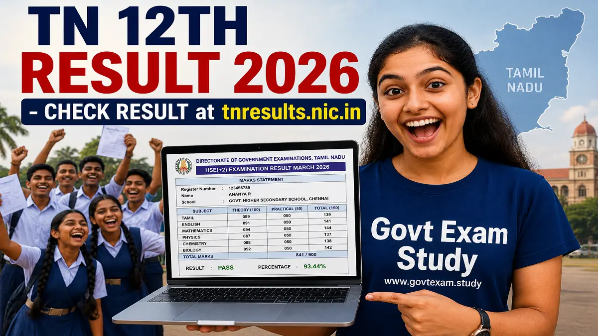 TN 12th Result 2026 Released Today – Check Tamil Nadu HSC Result at tnresults.nic.in
