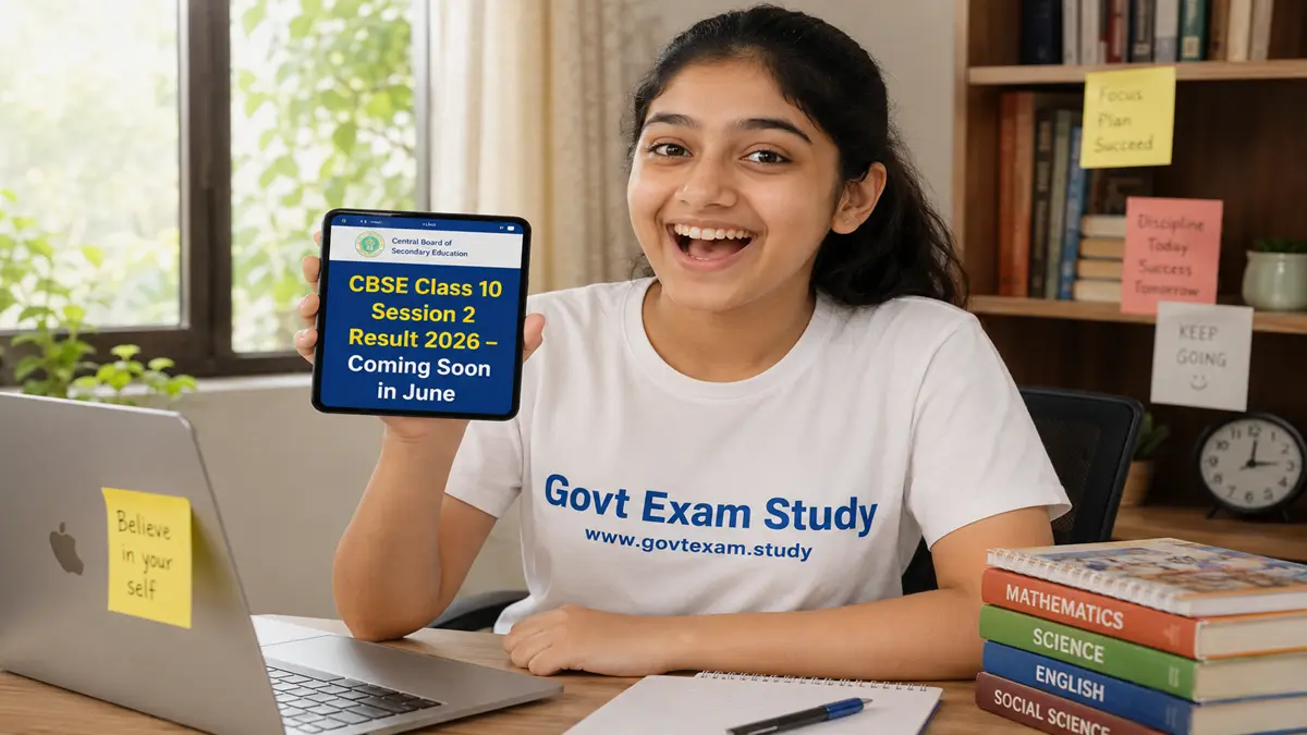 CBSE Class 10 Session 2 Result 2026 girl checking marksheet on mobile phone Govt Exam Study