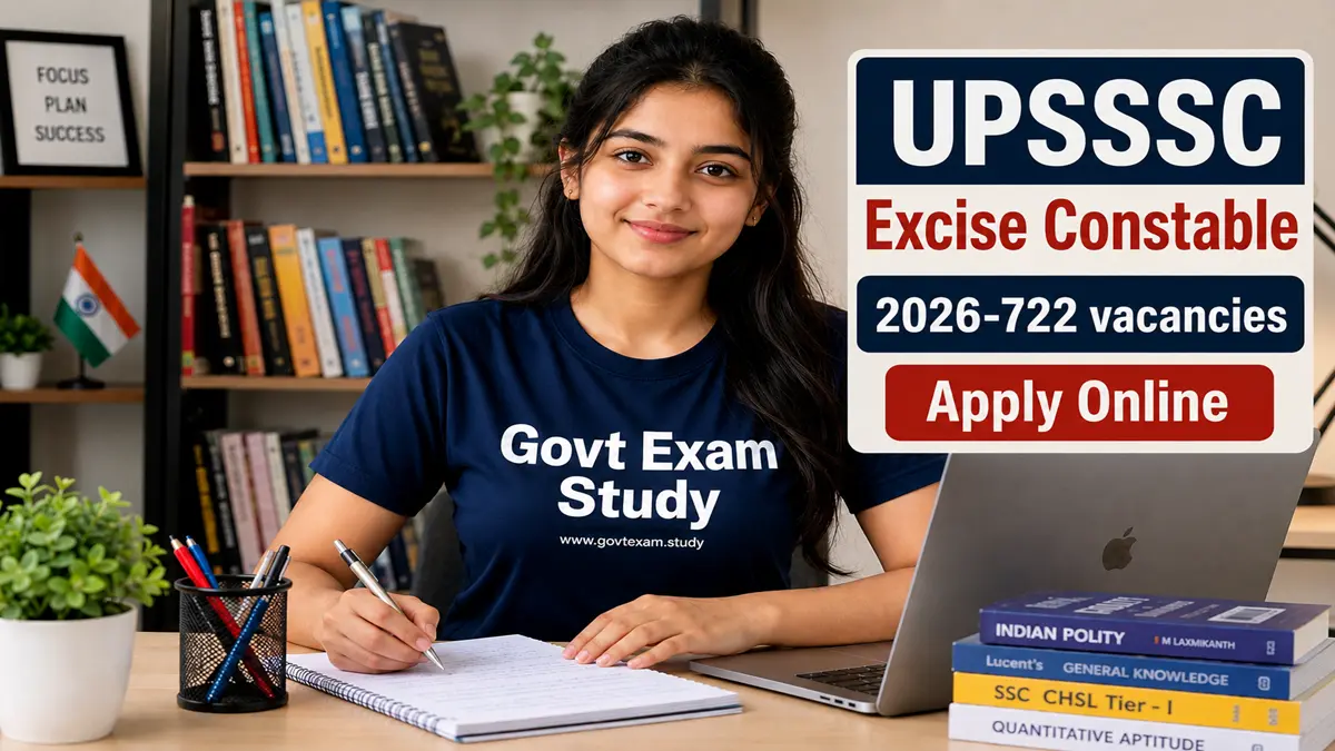 UPSSSC Excise Constable 2026 recruitment girl studying on Govt Exam Study website