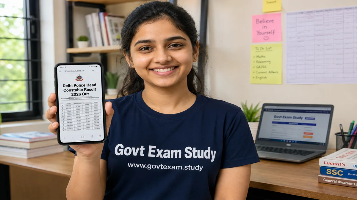Delhi Police Head Constable Ministerial Result 2026 download merit list PDF girl studying govt exam study website