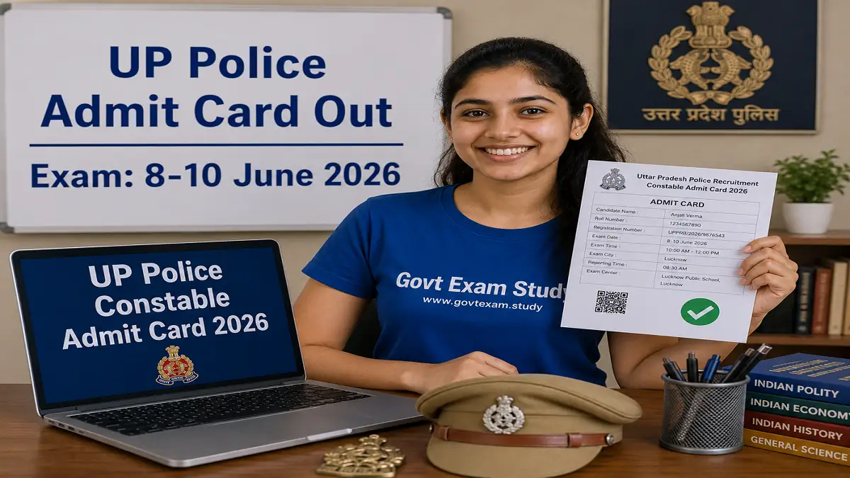 UP Police Constable admit card 2026 download UPPRPB hall ticket exam date 8 June at govt exam study