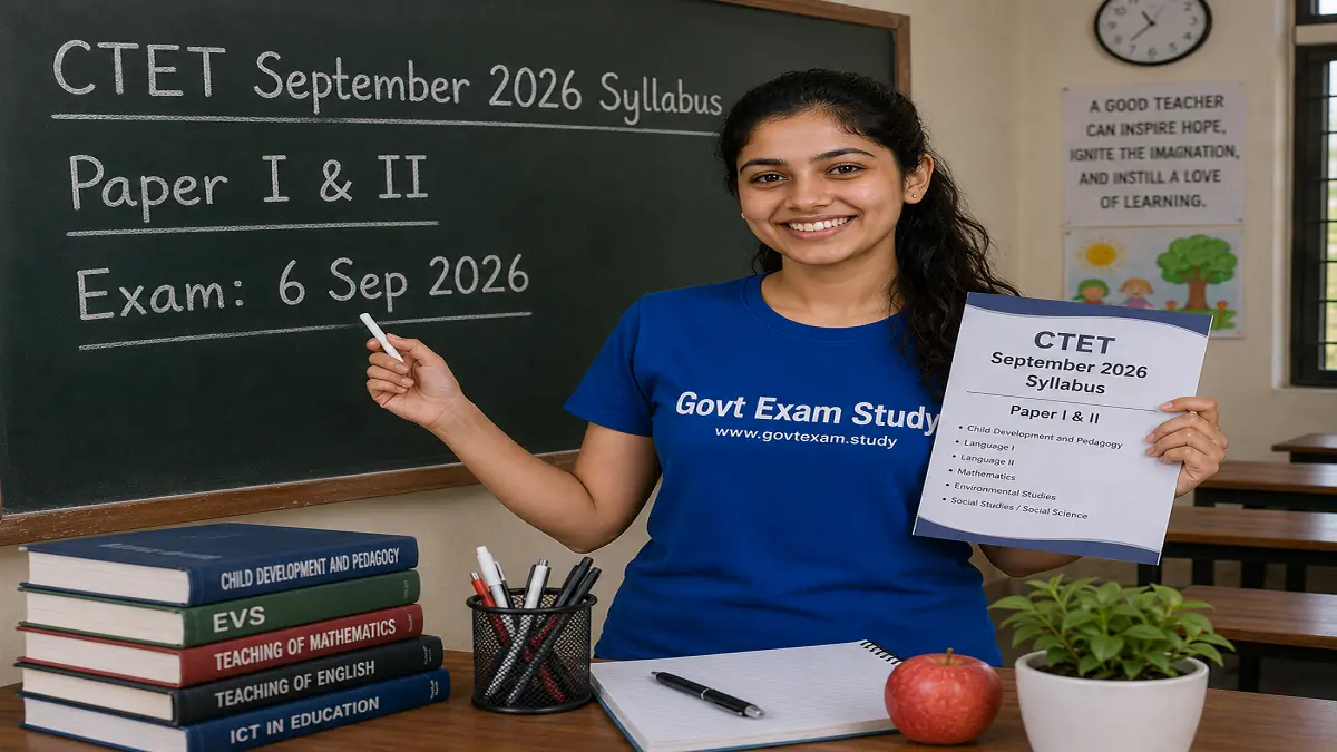 CTET September 2026 syllabus paper I and paper II detailed subjects exam date 6 September at govt exam study