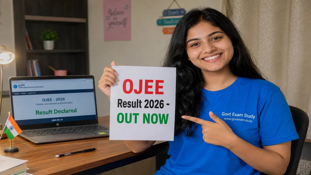 OJEE Result 2026 – Happy student checking rank card on Govt Exam Study