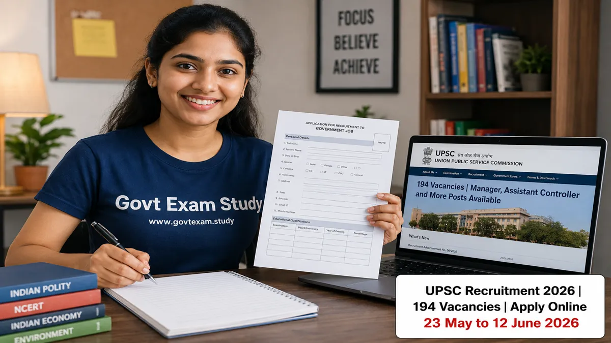 UPSC Recruitment 2026 apply online for 194 vacancies including Manager Assistant Controller and more posts Govt Exam Study