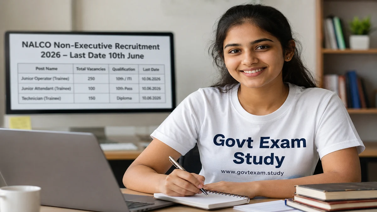 NALCO Non-Executive Recruitment 2026 apply online for 272 posts last date 10th June 2026 girl studying for government exam