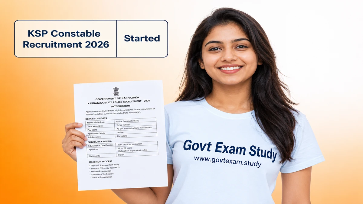 KSP Constable Recruitment 2026 – apply online for 3991 posts, check notification at Govt Exam Study