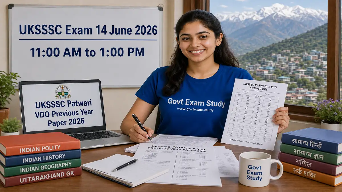 UKSSSC Patwari VDO previous year paper 2026 download 2 sets PDF exam 14 June 11 AM to 1 PM at govt exam study