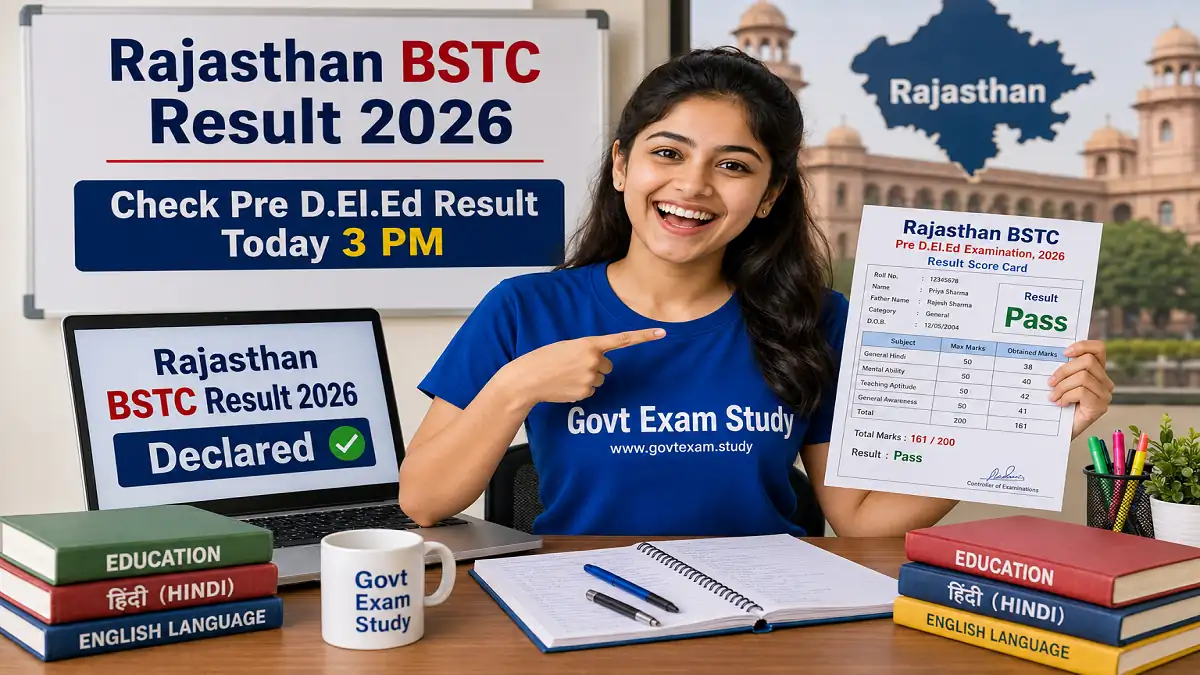 BSTC result 2026 Rajasthan declared check Pre DElEd result 2026 at predeledraj2026 com BSTC ka result out now Pre DElEd 2026 result govt exam study