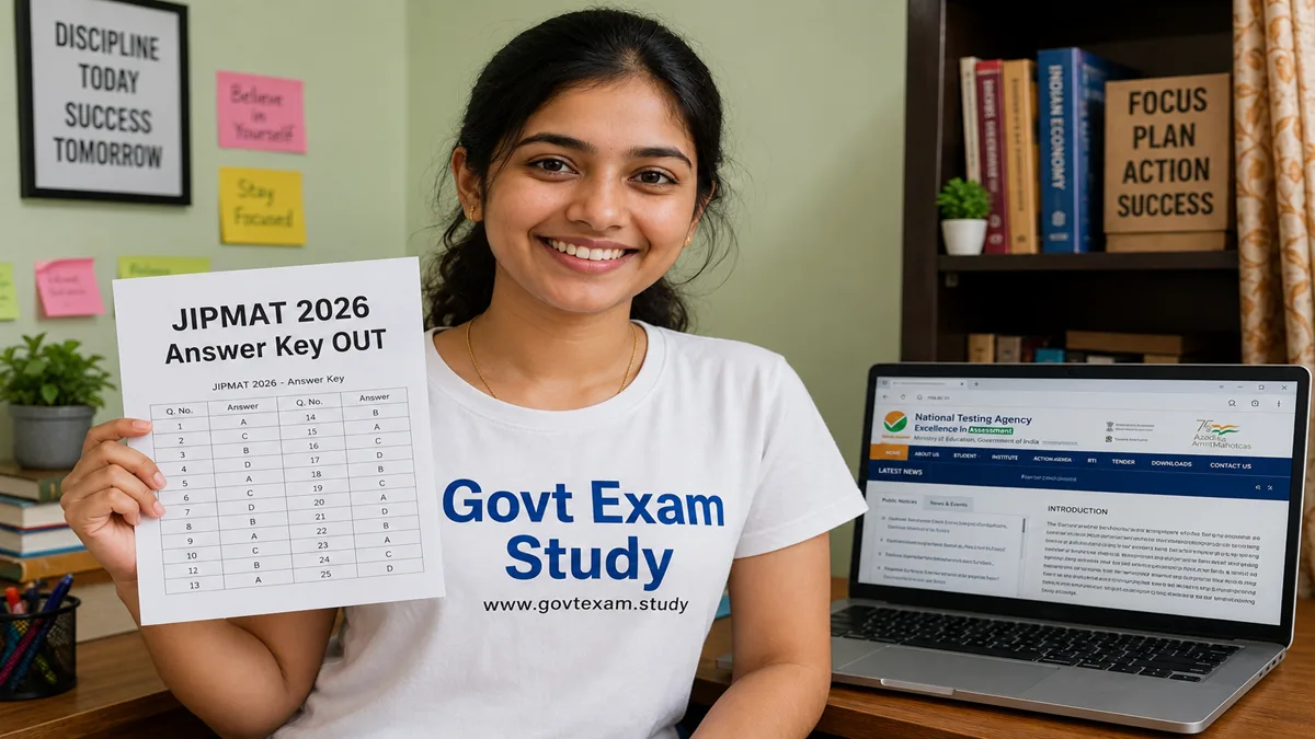 JIPMAT 2026 Answer Key OUT girl holding answer key sheet Govt Exam Study