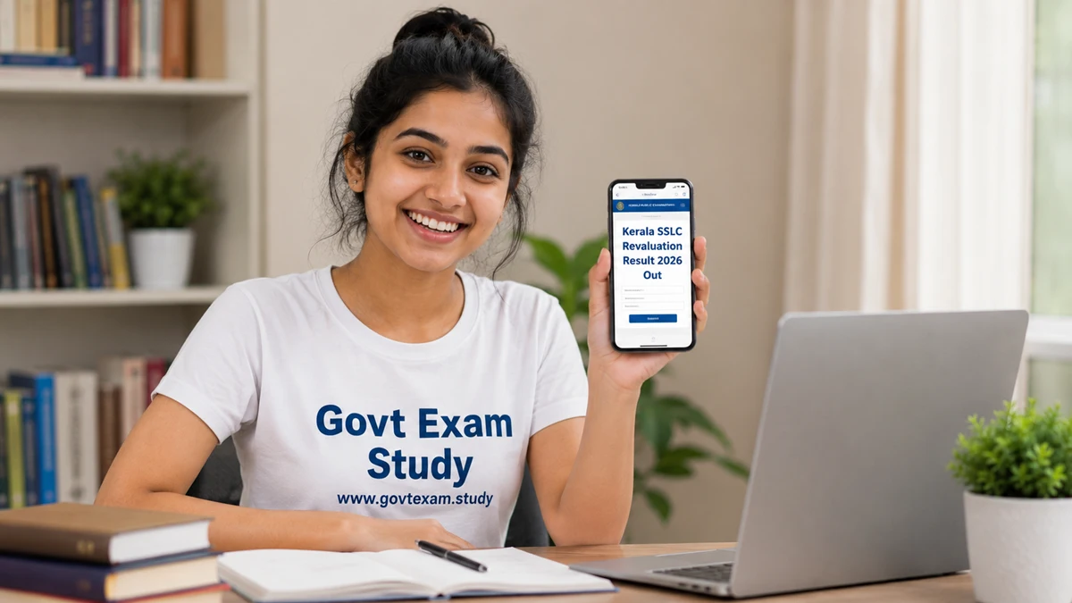 Kerala SSLC Revaluation Result 2026 girl checking result on Govt Exam Study website
