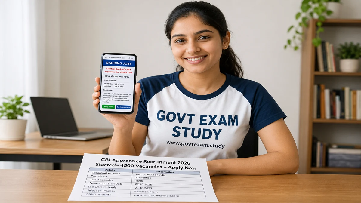 Central Bank of India Apprentice Recruitment 2026 notification apply online for 4500 posts stipend Rs 15000 Govt Exam Study
