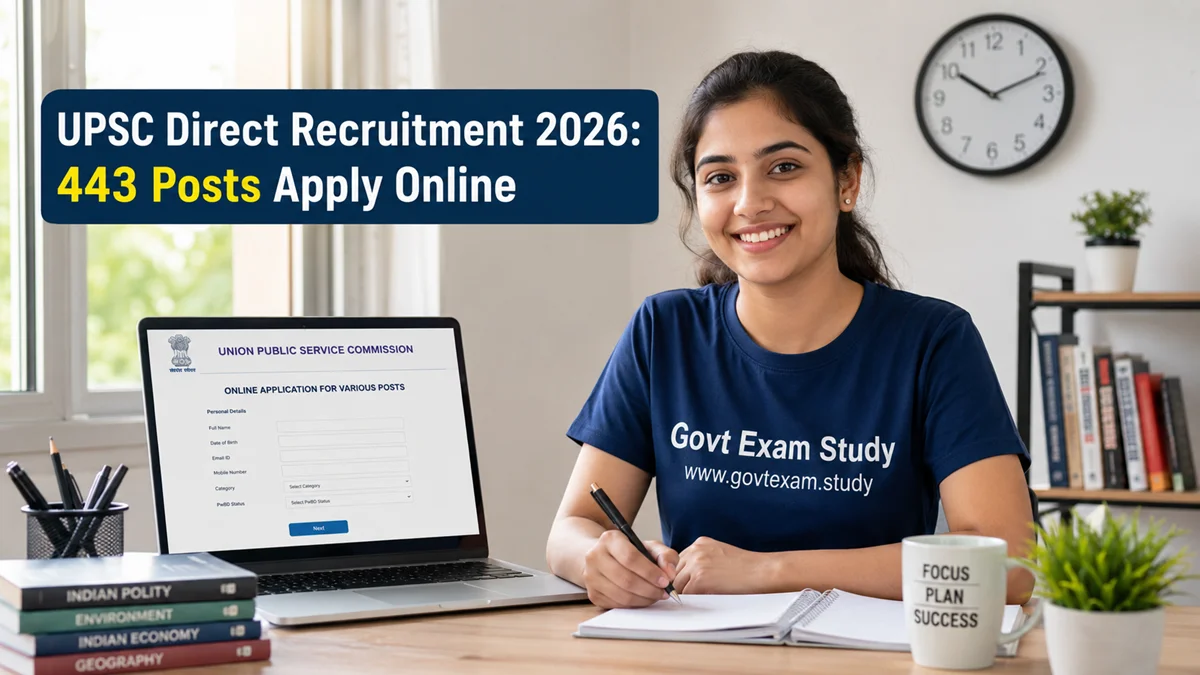 UPSC Direct Recruitment 2026 application process girl checking at govtexam study website