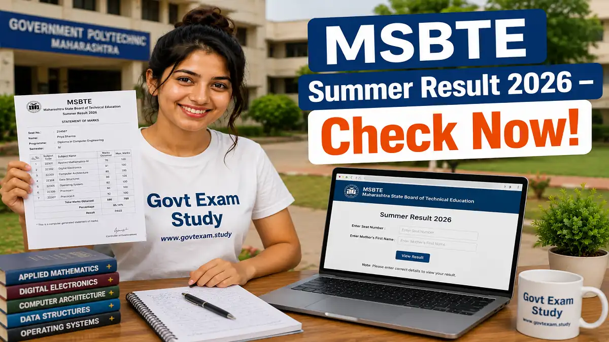 MSBTE Summer Exam Result 2026 – Download Diploma Marksheet PDF at result.msbte.ac.in – Govt Exam Study govtexam.study