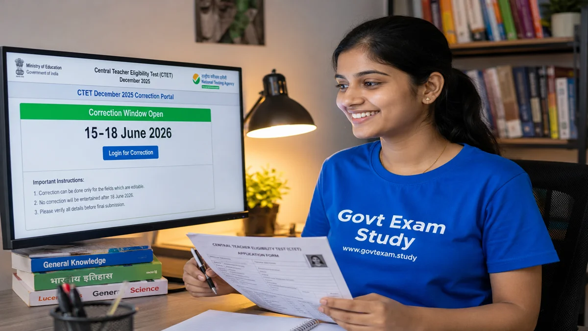 CTET September 2026 correction portal open girl with Govt Exam Study t-shirt
