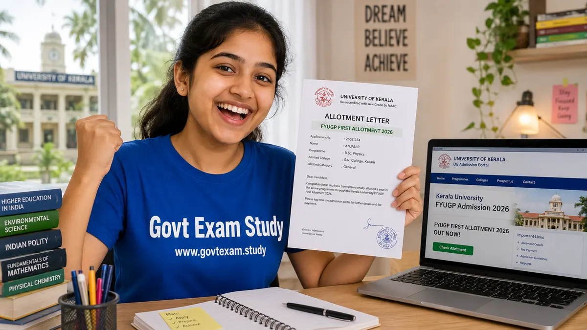 Kerala University FYUGP First Allotment 2026 Result Check at Govt Exam Study 
