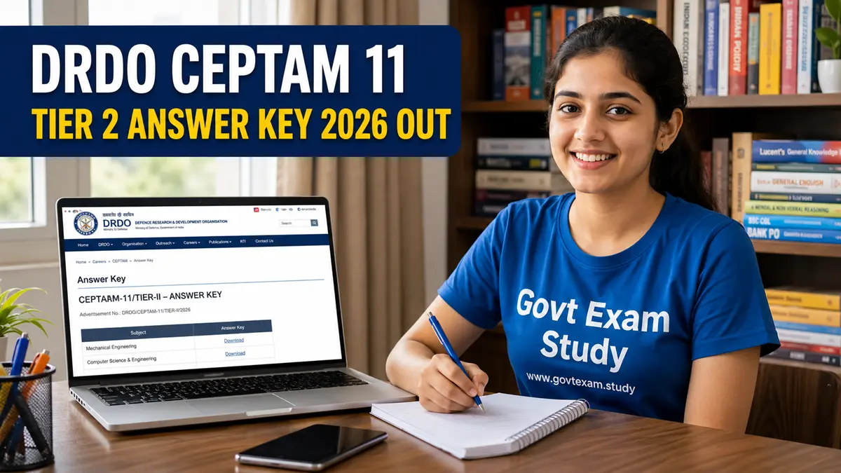 DRDO CEPTAM 11 Tier 2 Answer Key 2026 download with Govt Exam Study