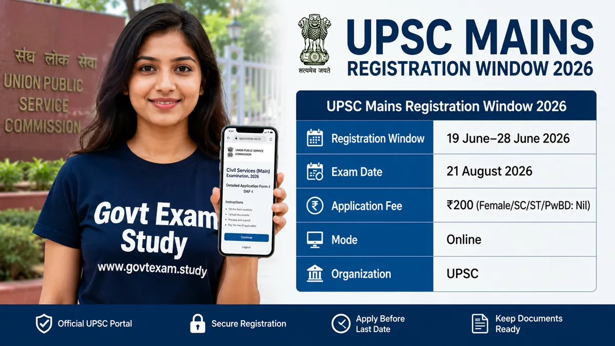 UPSC Mains Registration Window 2026 DAF-I Online Registration Dates and Direct Link