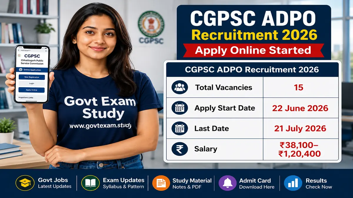 CGPSC ADPO Recruitment 2026 Apply Online Started for 15 Posts