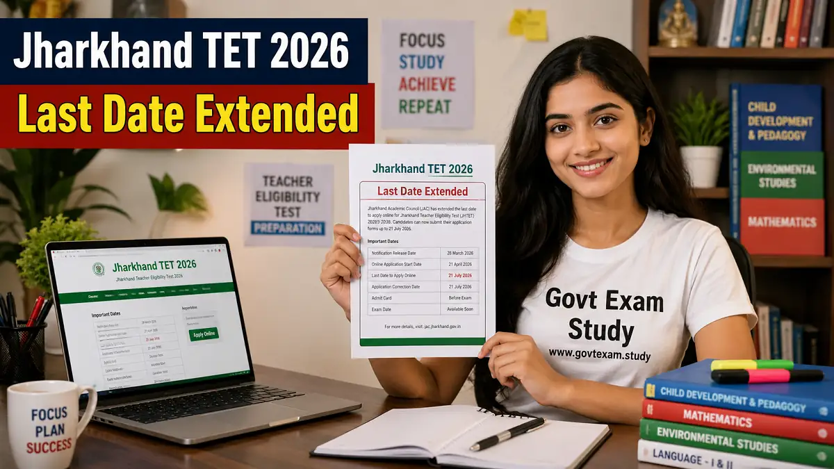 Jharkhand TET Notification 2026 Last Date Extended Apply Online Eligibility Exam Date