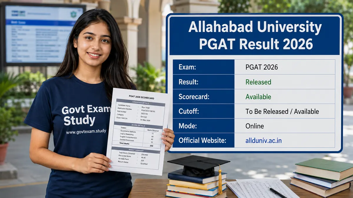 Allahabad University PGAT 2026 result scorecard download and cutoff information