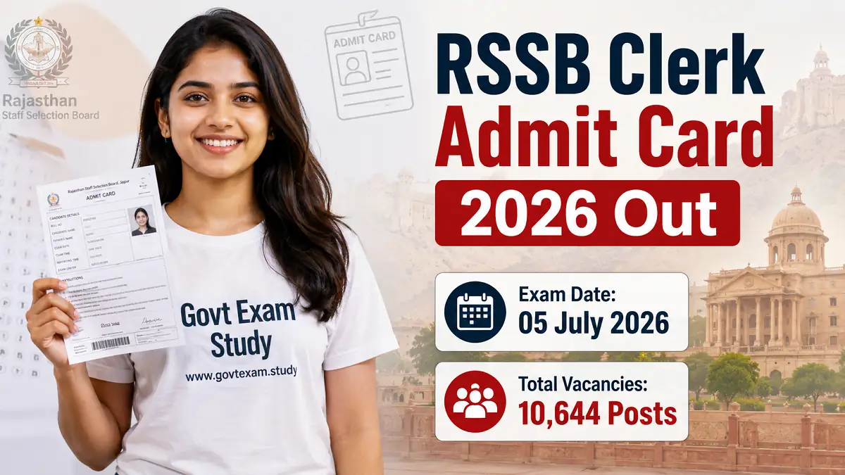 RSSB Clerk Admit Card 2026 Download for 10644 Junior Assistant and Clerk Grade II Posts