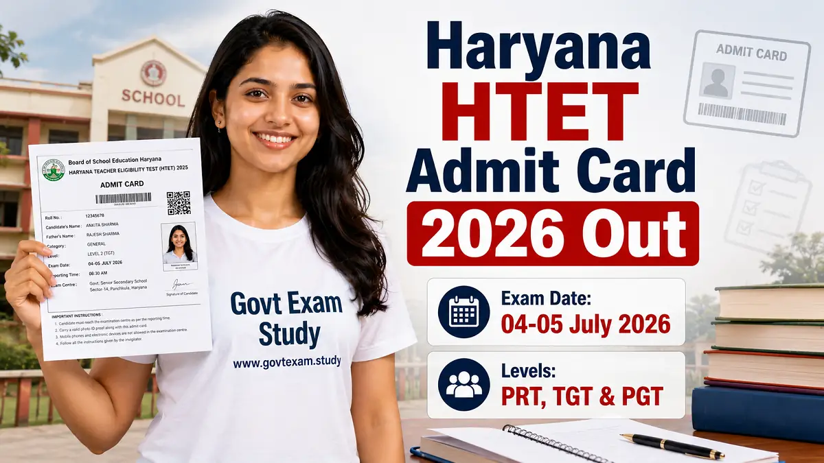 Haryana HTET Admit Card 2026 Download for PRT TGT PGT Exam