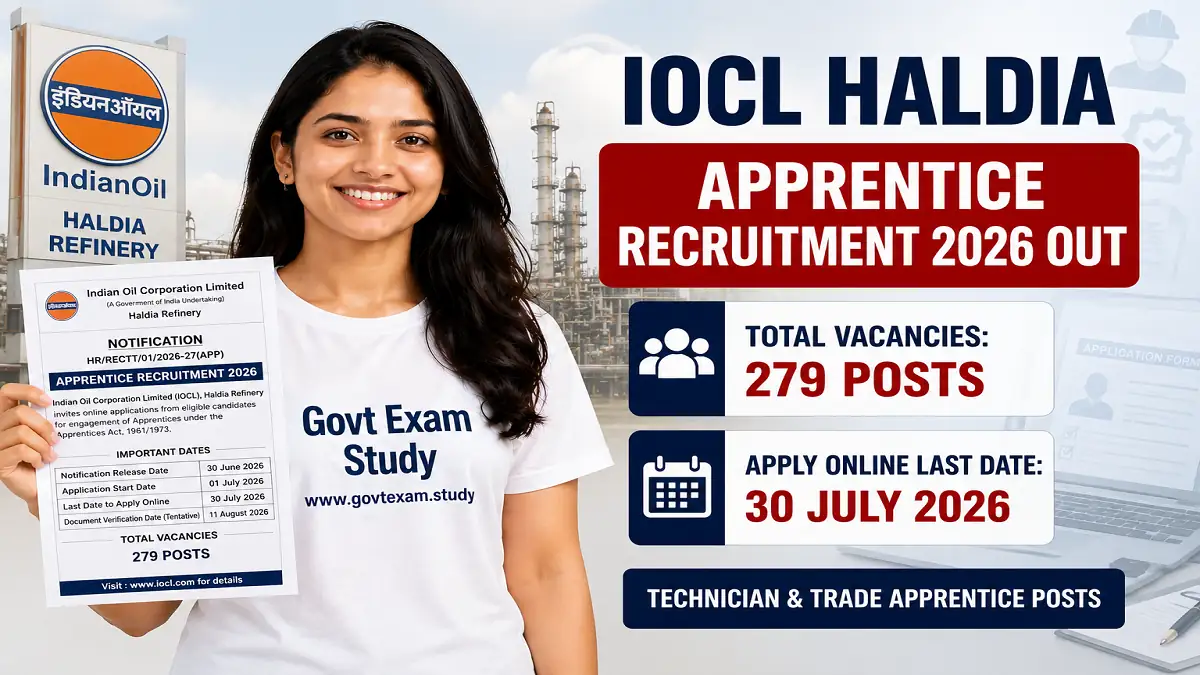 IOCL Haldia Apprentice Recruitment 2026 Notification Out for 279 Technician and Trade Apprentice Posts Apply Online