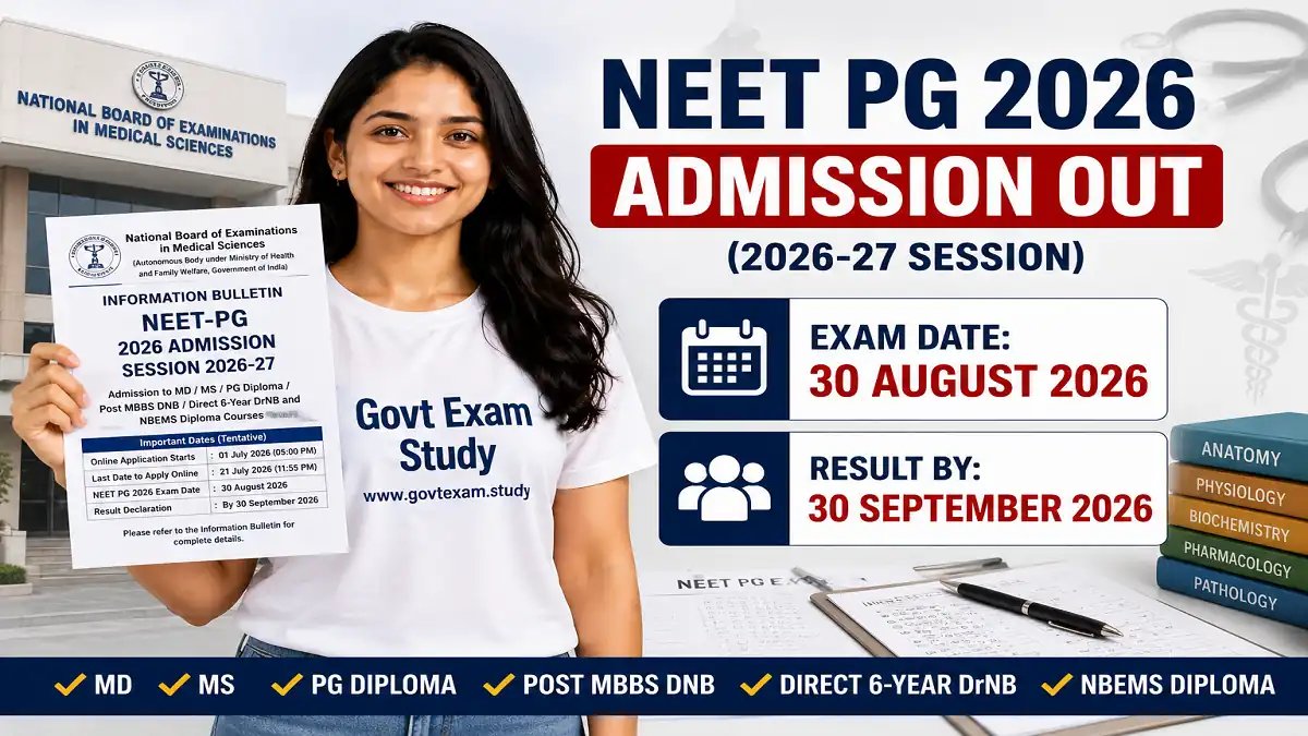 NEET PG 2026 Admission 2026-27 Session Notification PDF Apply Online Exam Date and Result Details