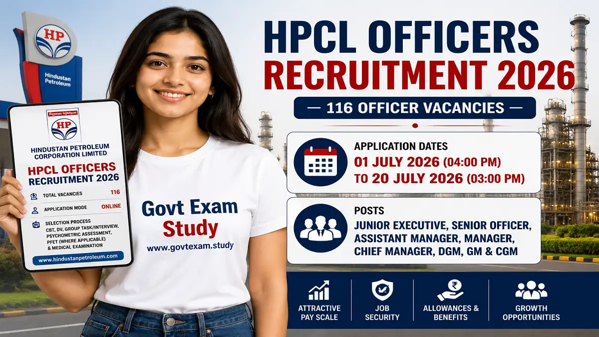 HPCL Officers Recruitment 2026 Apply Online for 116 Officer Posts