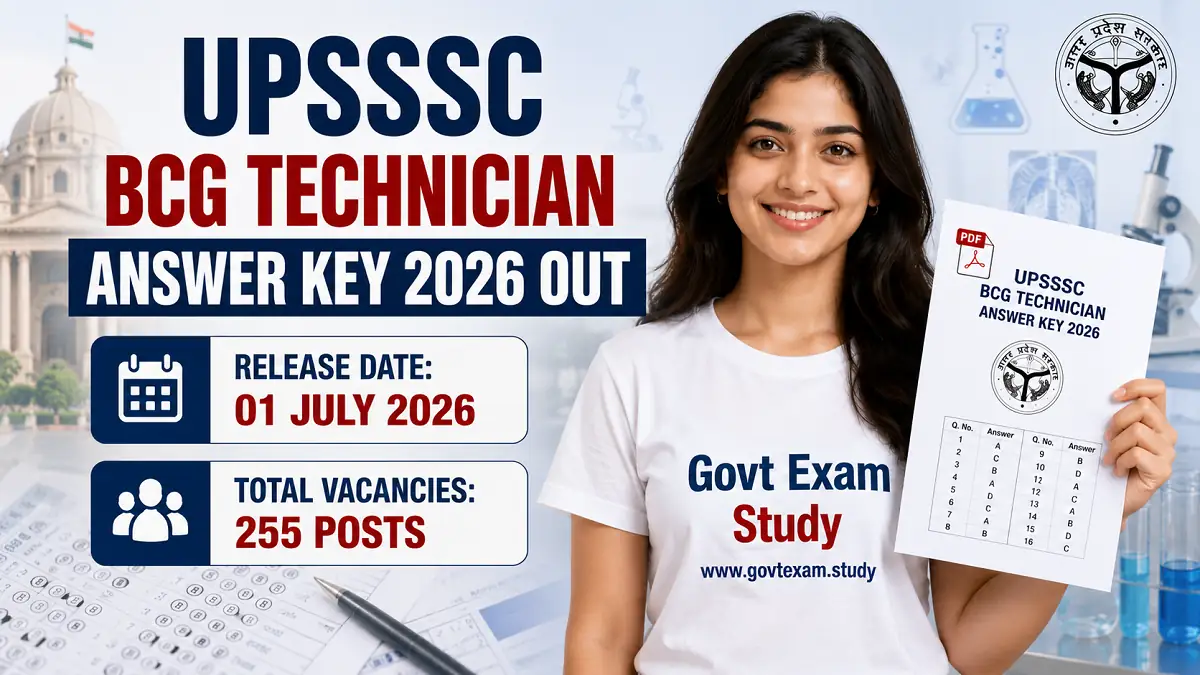 UPSSSC BCG Technician Answer Key 2026 PDF Download for 255 Posts Released on 01 July 2026