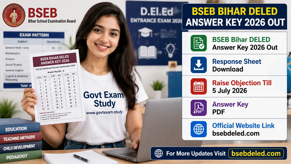 BSEB Bihar DELED Answer Key 2026 Response Sheet Download