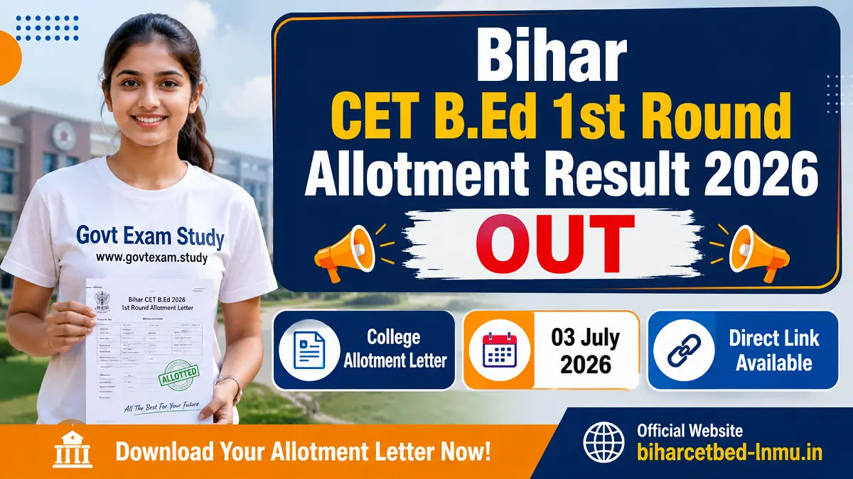 Bihar CET B.Ed 1st Round Allotment Result 2026 Download Link
